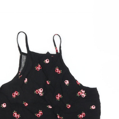 New Look Girls Black Floral  Basic Blouse Size 10 Years