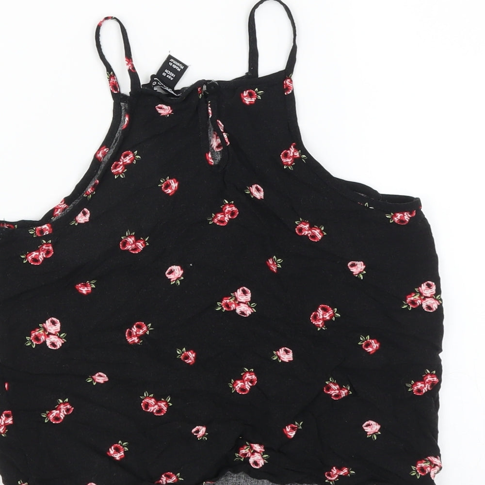 New Look Girls Black Floral  Basic Blouse Size 10 Years