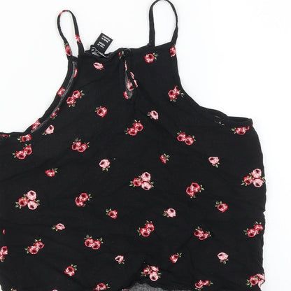 New Look Girls Black Floral  Basic Blouse Size 10 Years