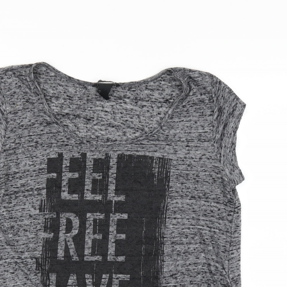 Womens UK Size M H&M Grey Basic T-Shirt