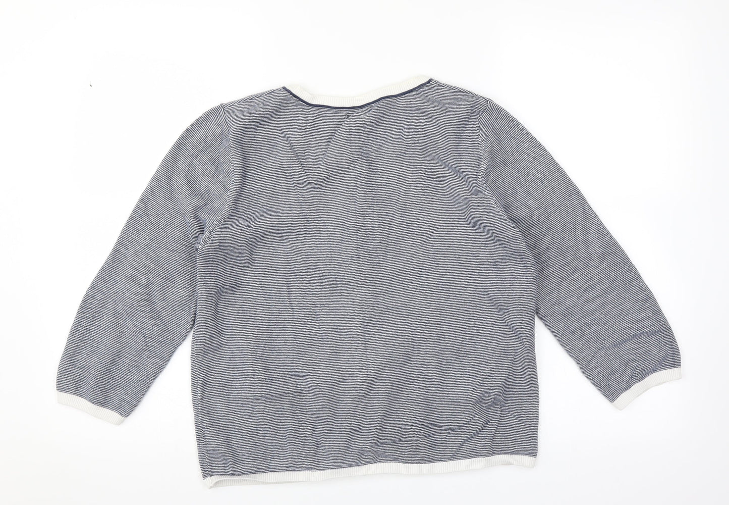 H&M Womens Blue Striped  Cardigan Jumper Size L