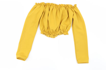 Womens UK Size 8 New Look Yellow Cropped Blouse