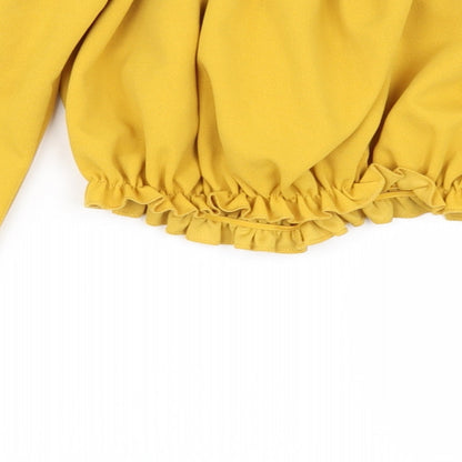 Womens UK Size 8 New Look Yellow Cropped Blouse