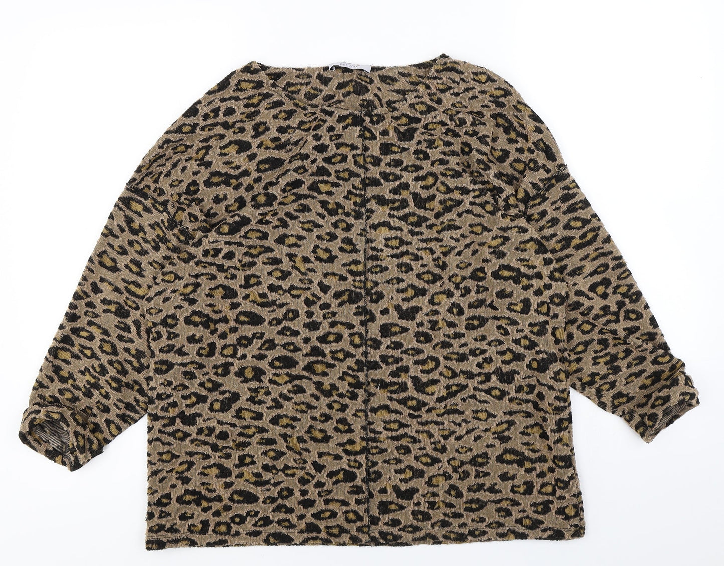 Marks and Spencer Womens Brown Animal Print Knit Pullover Jumper Size 12