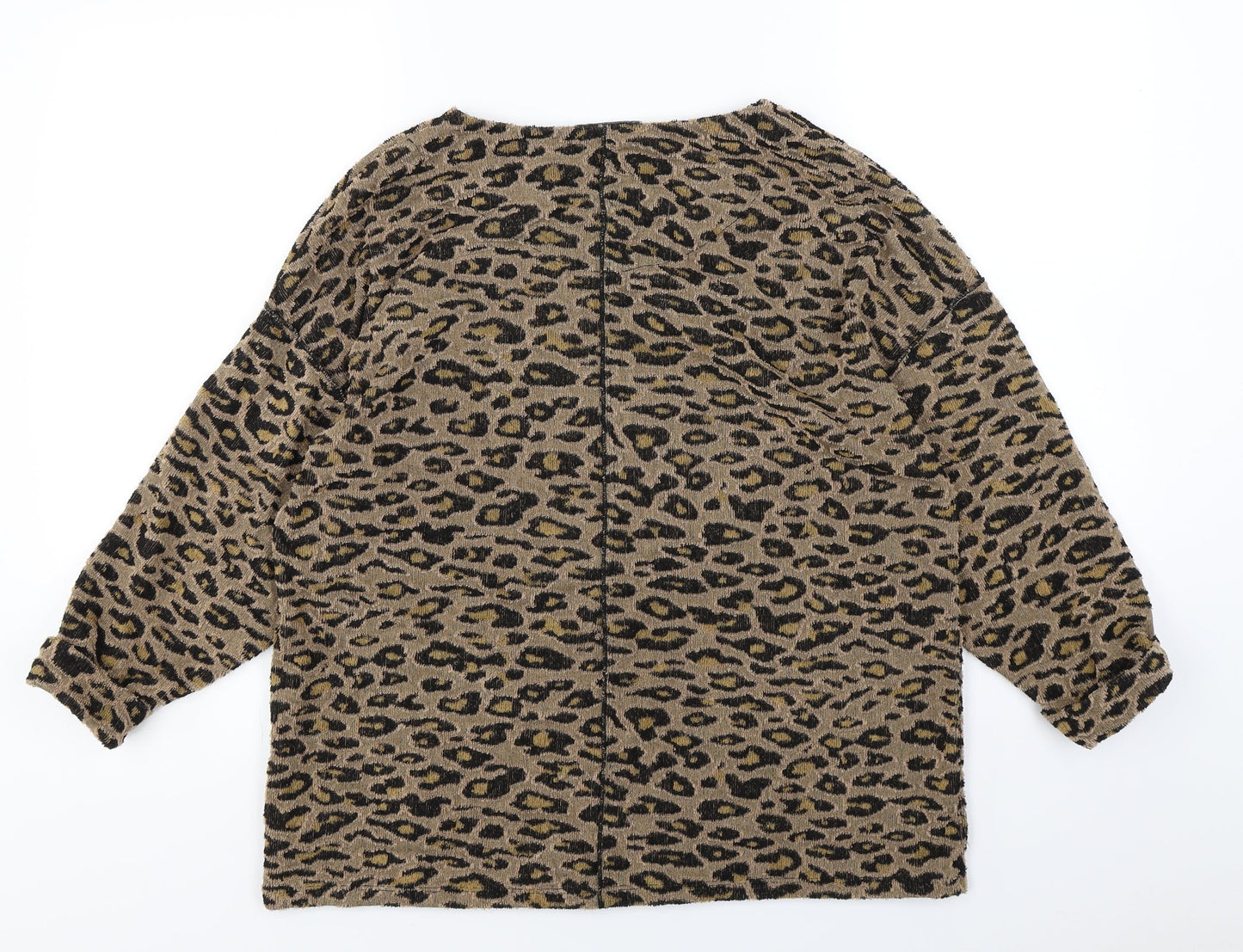 Marks and Spencer Womens Brown Animal Print Knit Pullover Jumper Size 12
