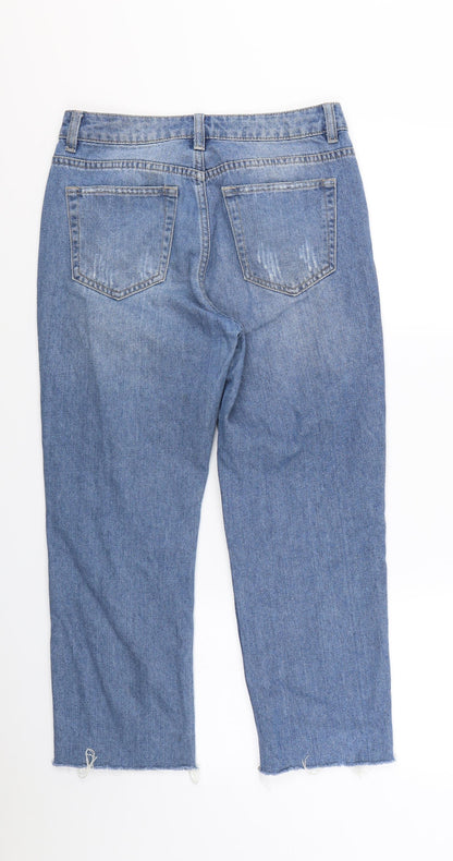 PUELLA Womens Blue  Denim Straight Jeans Size 10 L24 in - Slogan