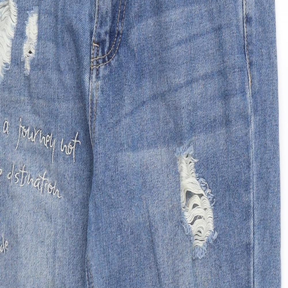 PUELLA Womens Blue  Denim Straight Jeans Size 10 L24 in - Slogan