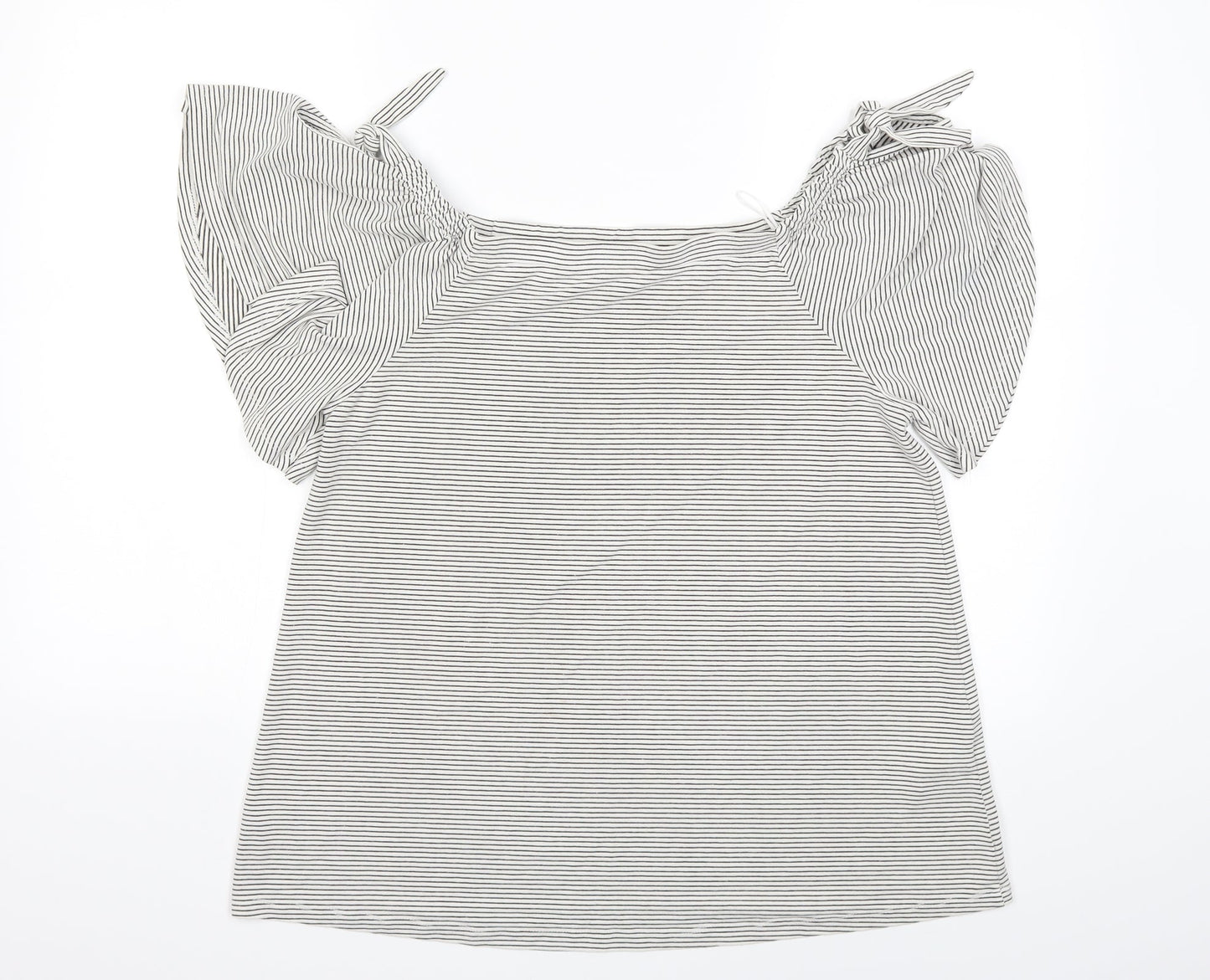 F&F Womens Black Striped  Basic T-Shirt Size 16