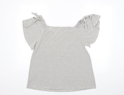 F&F Womens Black Striped  Basic T-Shirt Size 16