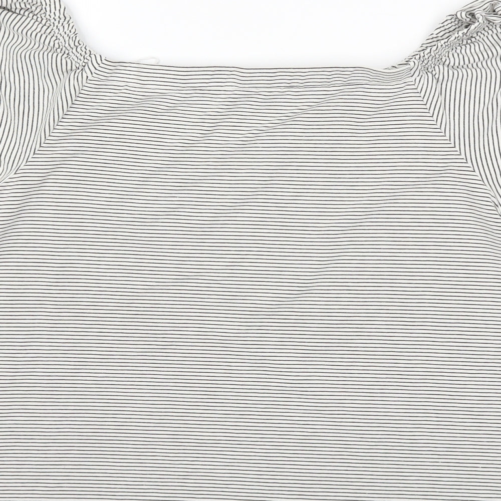 F&F Womens Black Striped  Basic T-Shirt Size 16