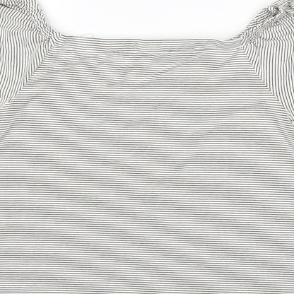 F&F Womens Black Striped  Basic T-Shirt Size 16