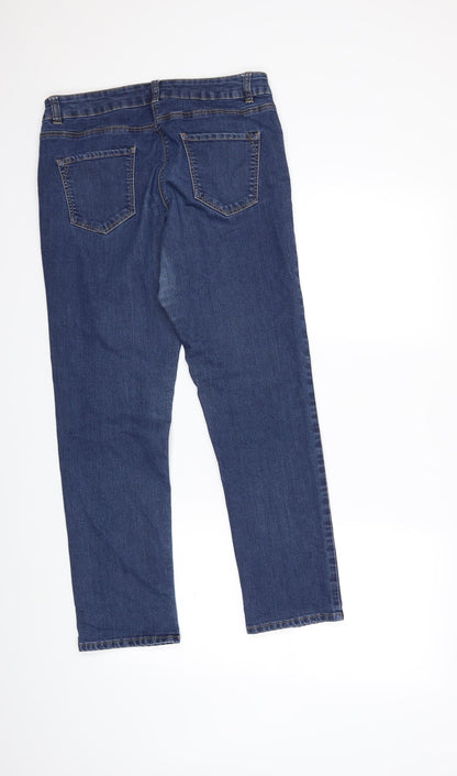 Preworn Womens Blue  Denim Straight Jeans Size 12 L26 in