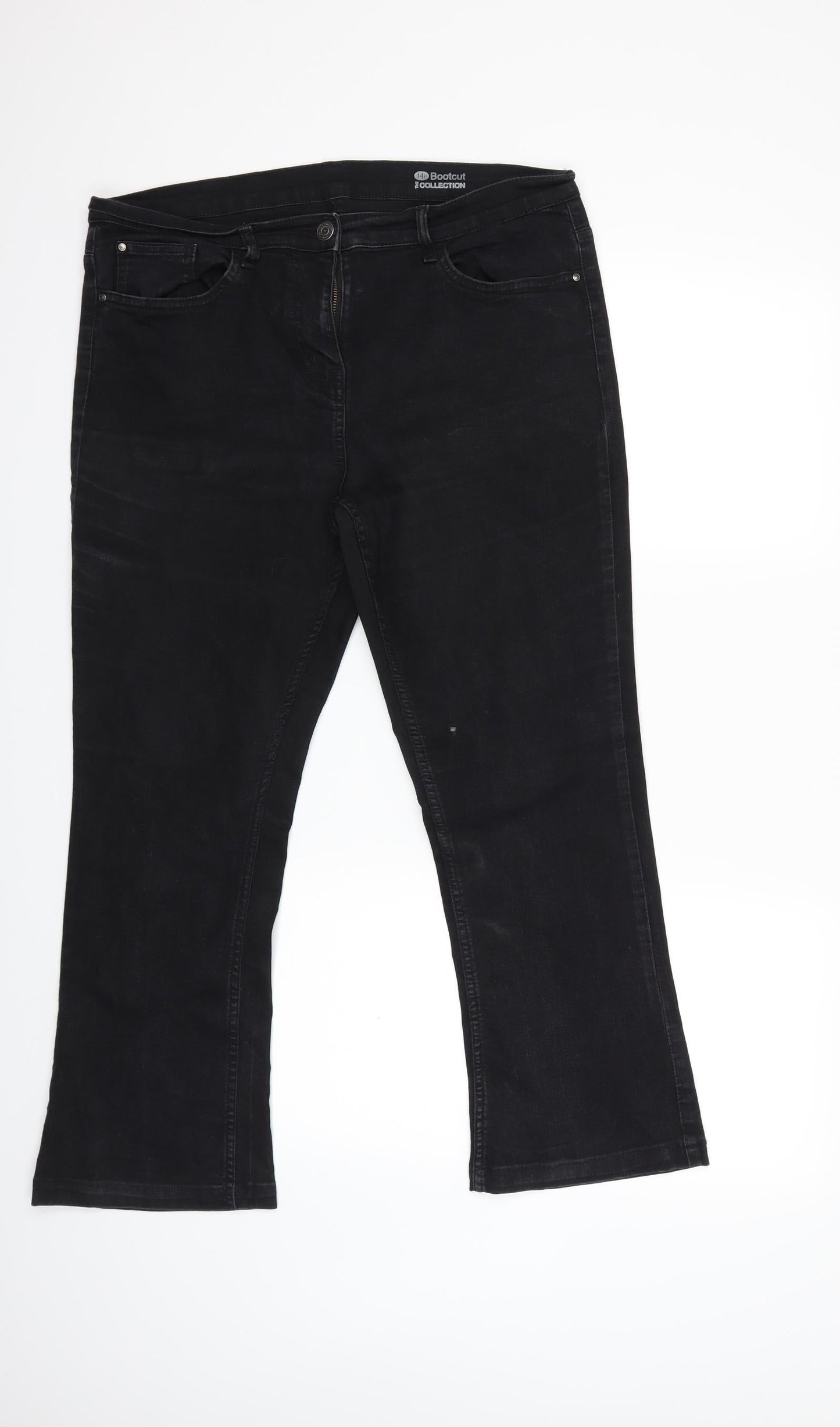 Womens UK Size 14 Preworn Regular Fit Bootcut Black Jeans