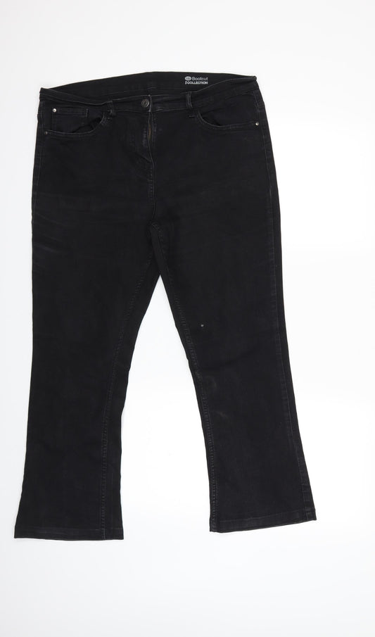 Womens UK Size 14 Preworn Regular Fit Bootcut Black Jeans