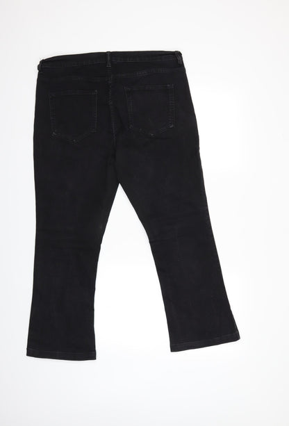 Womens UK Size 14 Preworn Regular Fit Bootcut Black Jeans