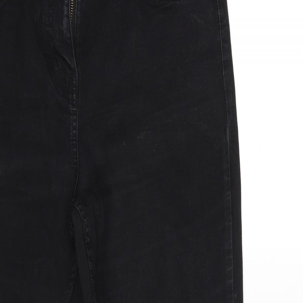 Womens UK Size 14 Preworn Regular Fit Bootcut Black Jeans