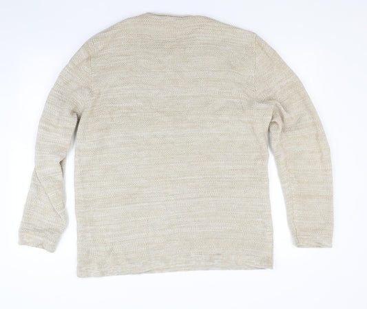 TU Mens Beige  Knit Pullover Jumper Size L