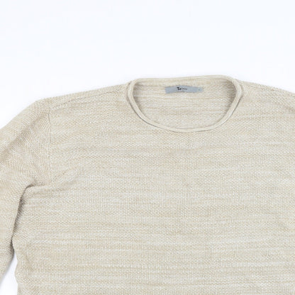 TU Mens Beige  Knit Pullover Jumper Size L