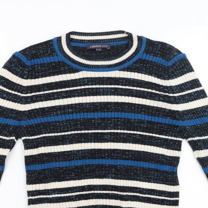 Limited Edition Womens Blue Striped Knit Pullover Jumper Size 14