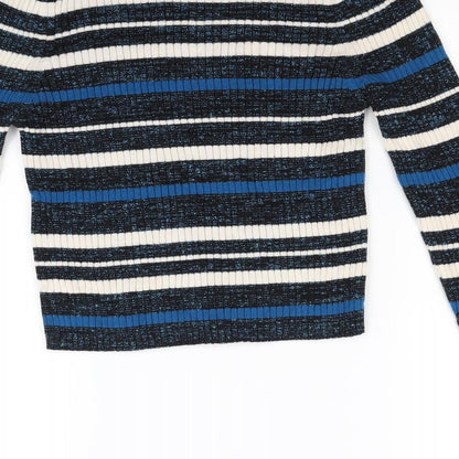 Limited Edition Womens Blue Striped Knit Pullover Jumper Size 14