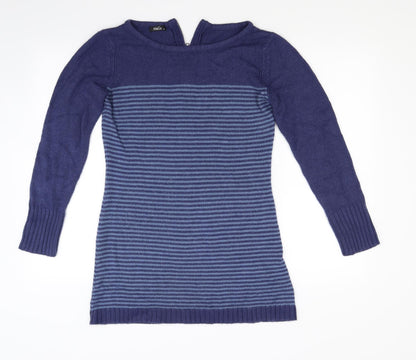 M&Co Womens Blue Striped Knit Jumper Dress  Size M