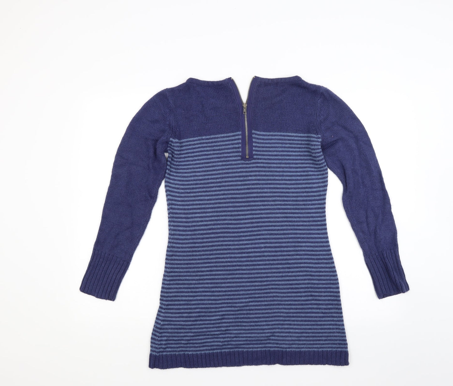 M&Co Womens Blue Striped Knit Jumper Dress  Size M