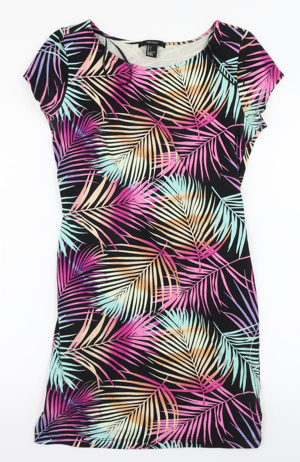 FOREVER 21 Womens Multicoloured Floral  Basic T-Shirt Size L