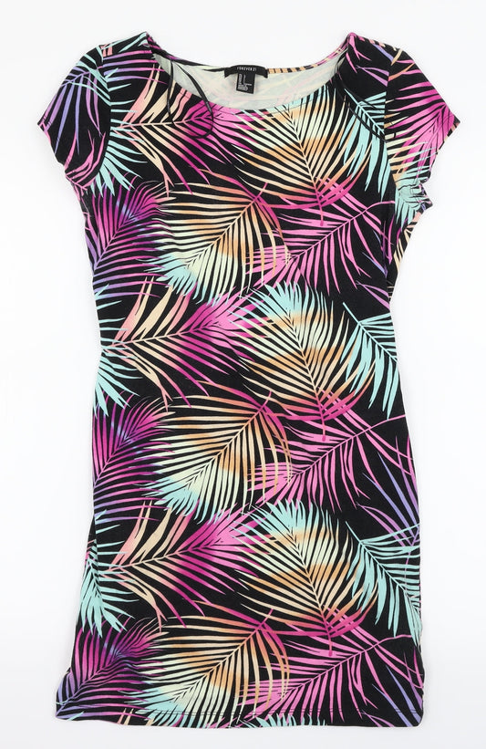 FOREVER 21 Womens Multicoloured Floral  Basic T-Shirt Size L