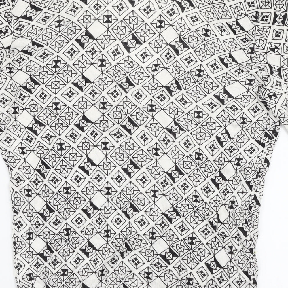 H&M Womens White Argyle/Diamond  Cardigan Jumper Size 8