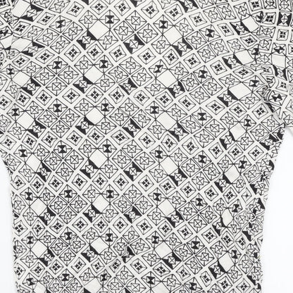 H&M Womens White Argyle/Diamond  Cardigan Jumper Size 8
