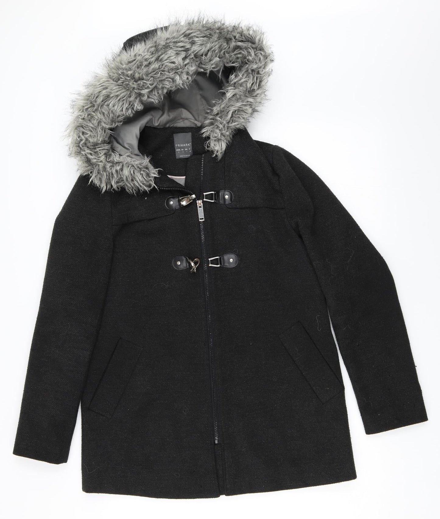 Primark Womens Grey   Overcoat Coat Size 8