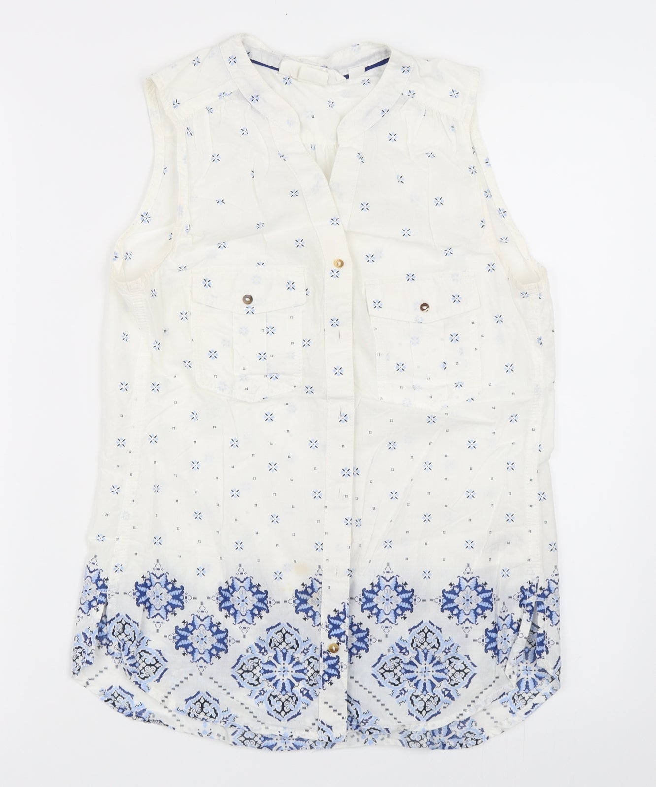 Womens UK Size 34 H&M White Basic Button-Up