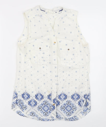 Womens UK Size 34 H&M White Basic Button-Up