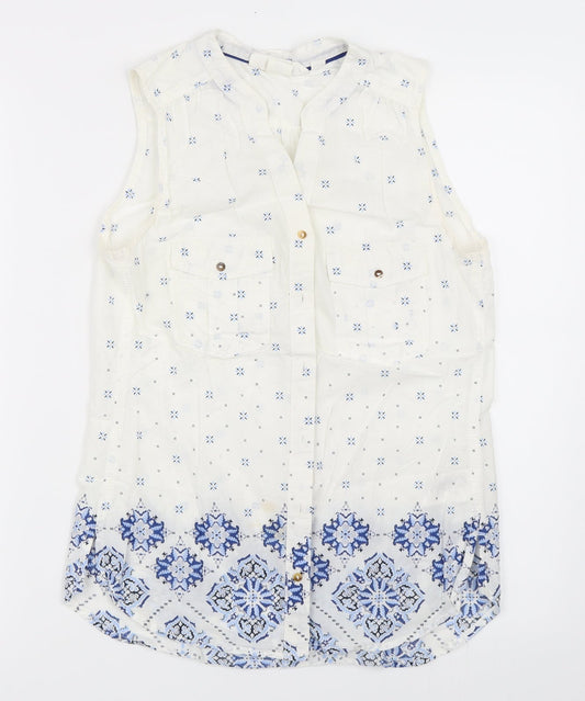 Womens UK Size 34 H&M White Basic Button-Up