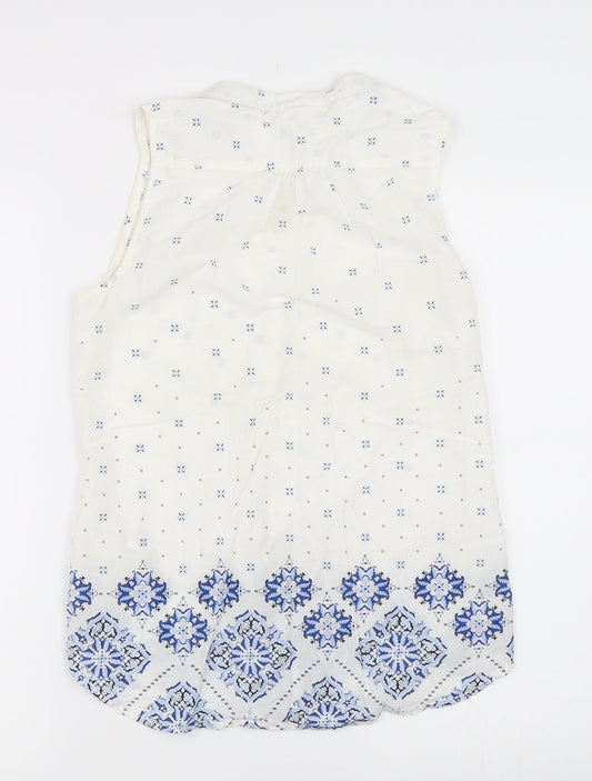 Womens UK Size 34 H&M White Basic Button-Up