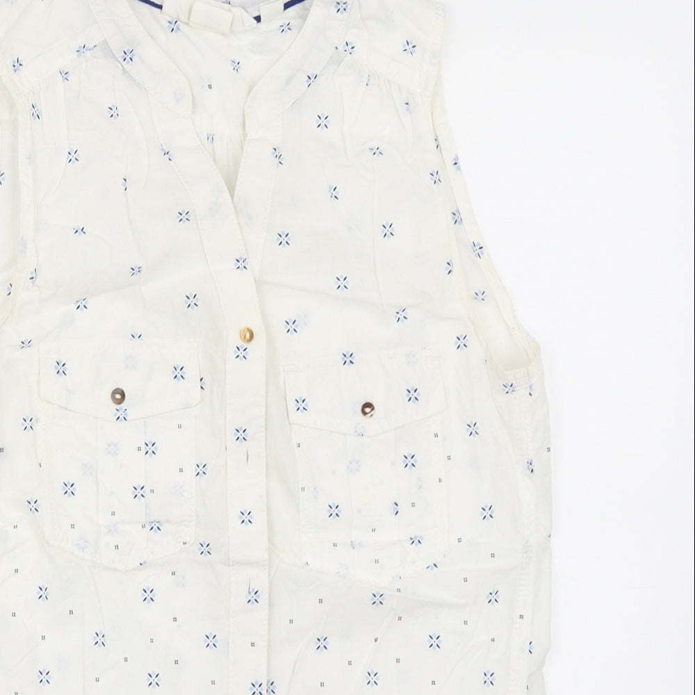Womens UK Size 34 H&M White Basic Button-Up