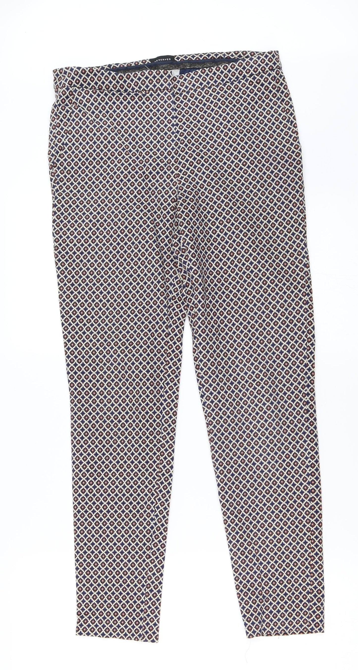 Reversed Womens Beige Floral  Trousers  Size 36 L27 in