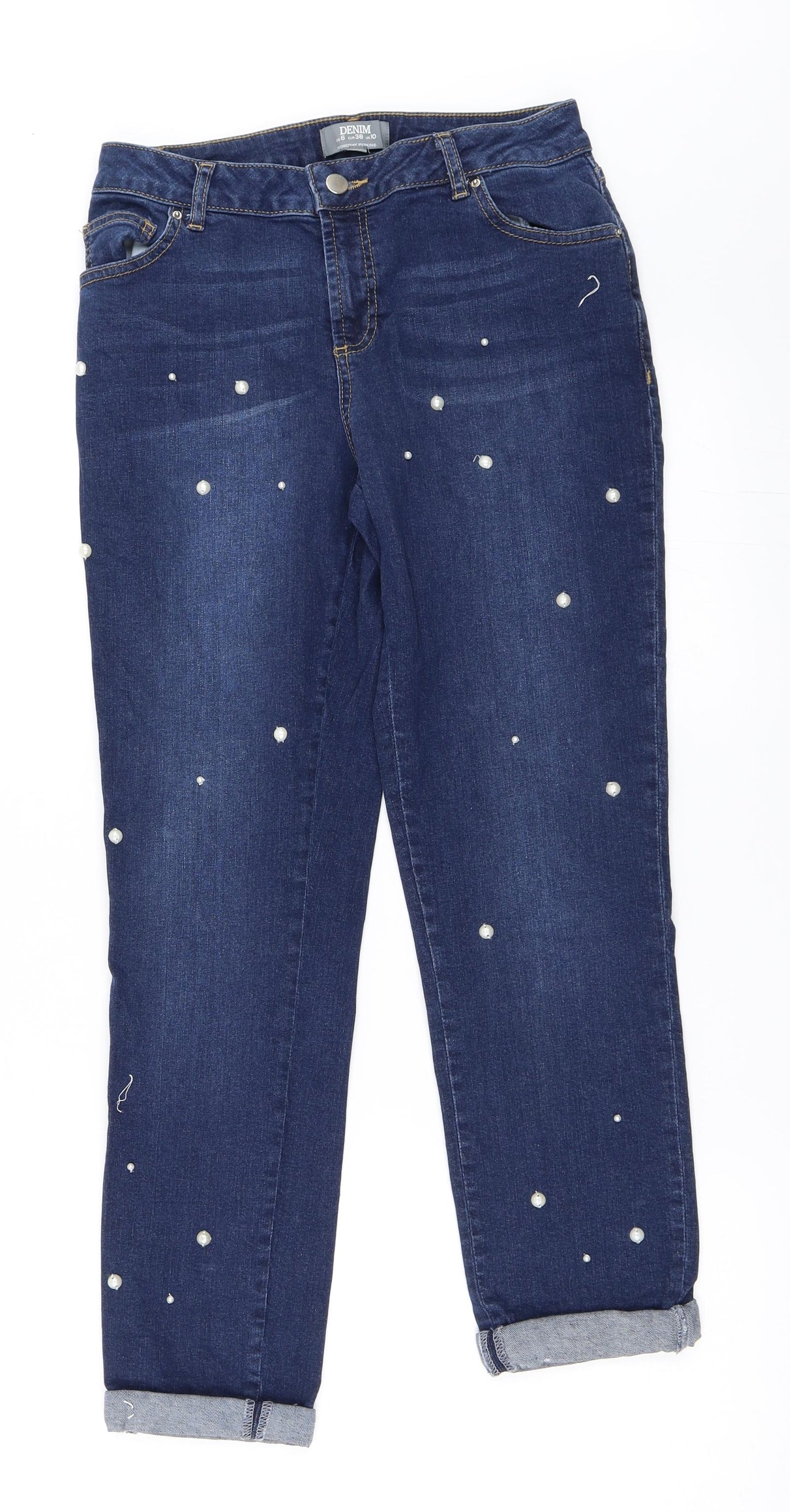 Dorothy Perkins Womens Blue  Denim Straight Jeans Size 10 L25 in