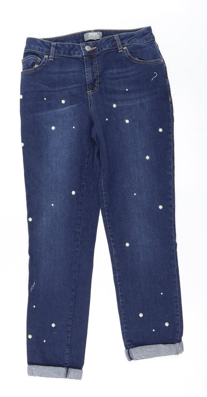 Dorothy Perkins Womens Blue  Denim Straight Jeans Size 10 L25 in