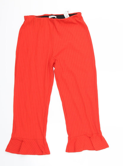 Womens UK Size 6 Zara Regular Fit  Red Trousers