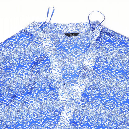 F&F Womens Blue Geometric Satin Cardigan Jumper Size 16