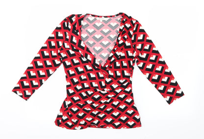 Womens UK Size M Linea Red Basic Blouse