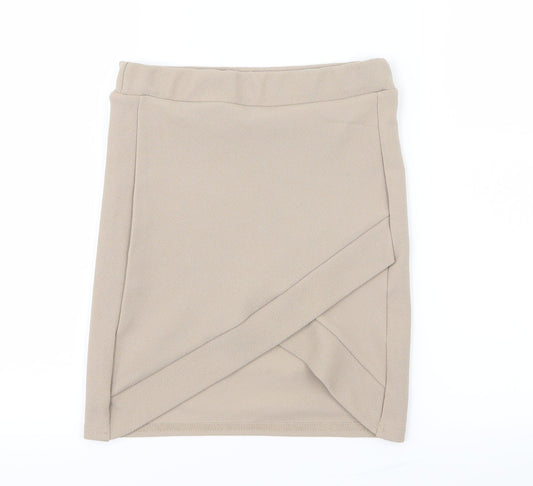 PRETTYLITTLETHING Womens Beige   Straight & Pencil Skirt Size 8