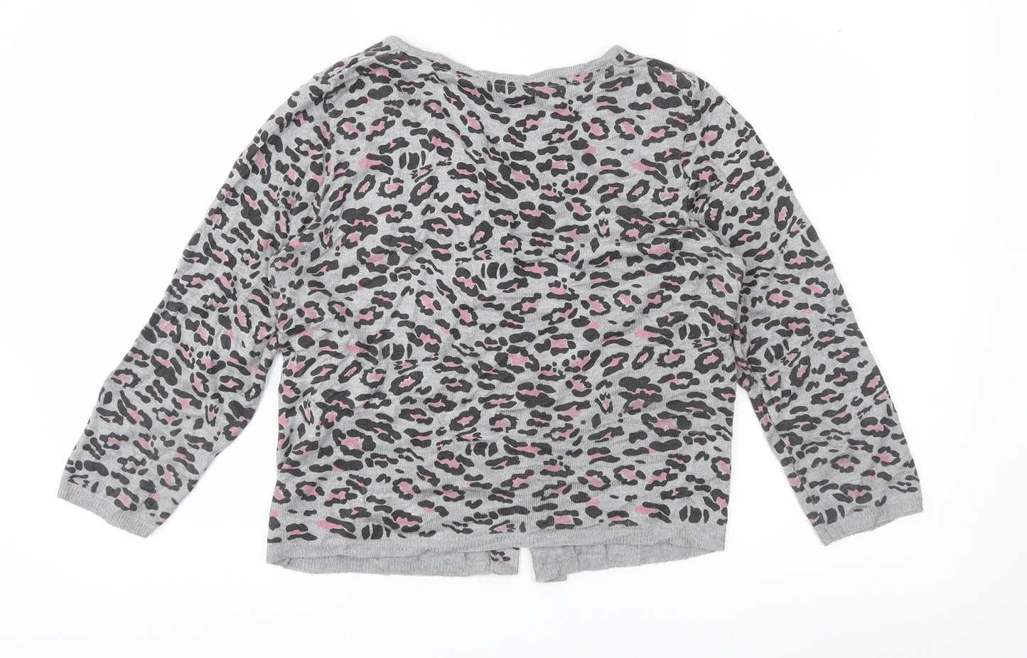 Marks and Spencer Womens Grey Animal Print Knit Cardigan Jumper Size 14