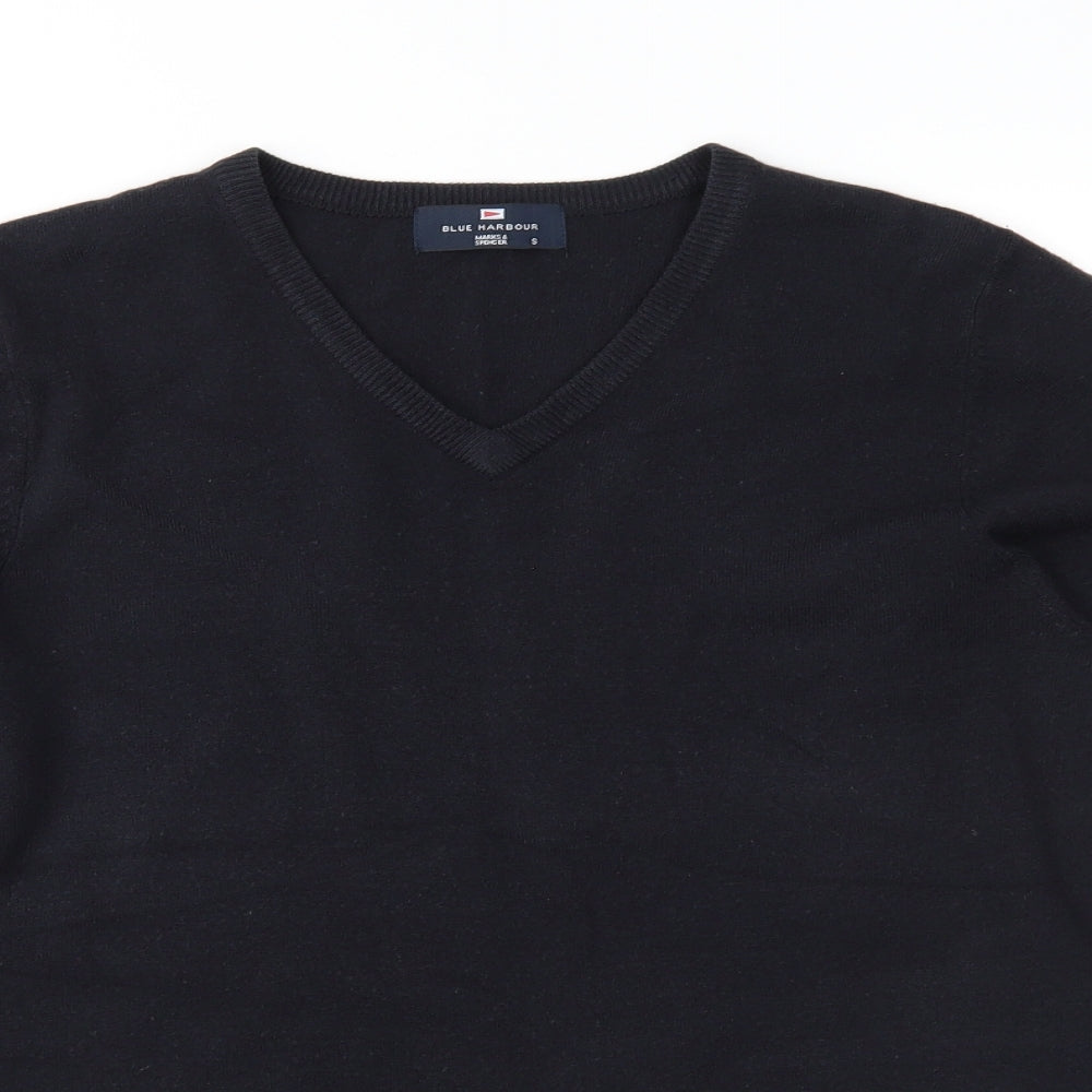 Blue Harbour Mens Black  Knit Pullover Jumper Size S
