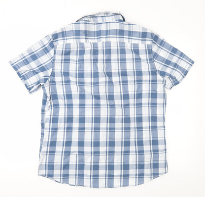 Angelo Litrico Mens Blue Check   Button-Up Size L