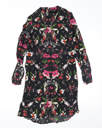 Dorothy Perkins Womens Black Floral  Shift  Size 8