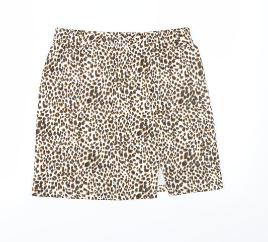 SheIn Womens Brown Animal Print  A-Line Skirt Size M