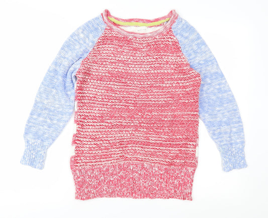 Sweater Shop Womens Red Geometric Knit Pullover Jumper Size S