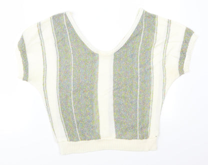 Preworn Womens Green Striped  Pullover Jumper Size 16